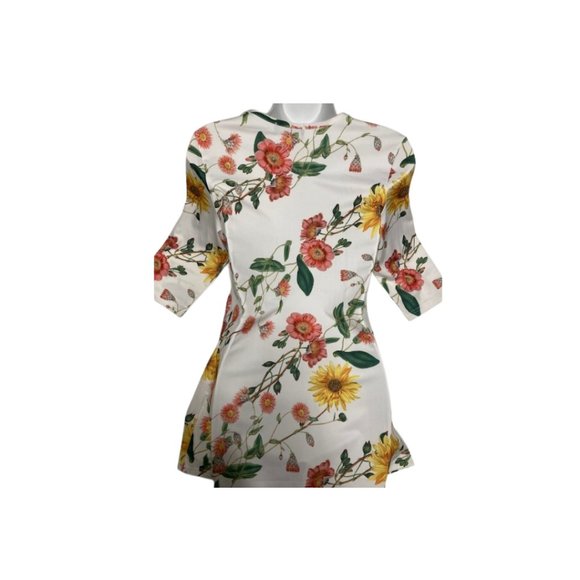 White & Pink Floral Three-Quarter Sleeve Tunic - Picture 3 of 3